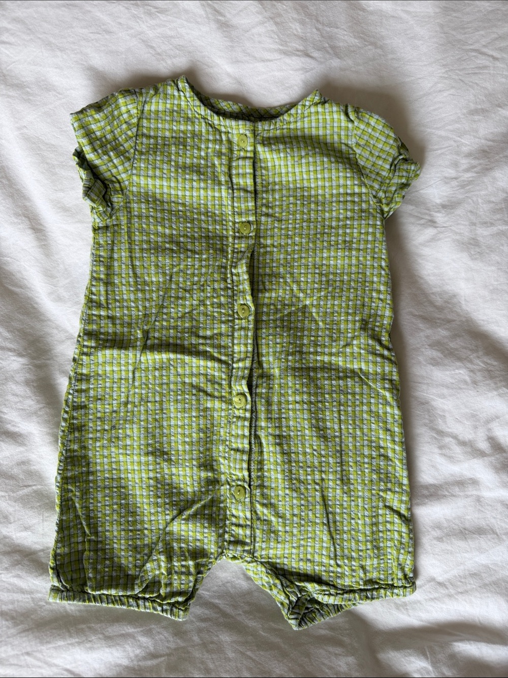 So cute! Green Gingham Baby Romper - Zara
